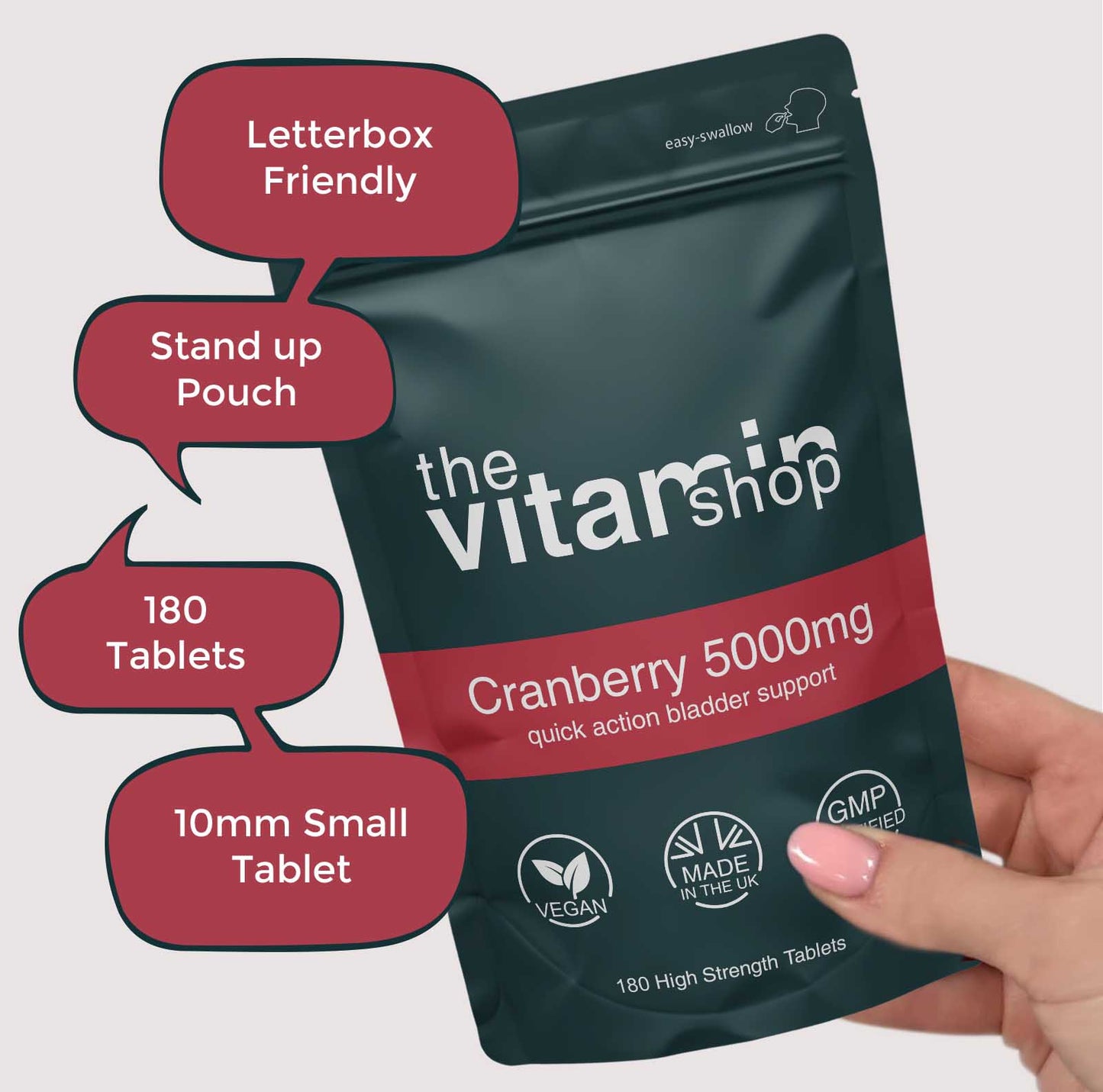 Cranberry 5000mg High Strength Tablets For Bladder Health (180 Tablets)