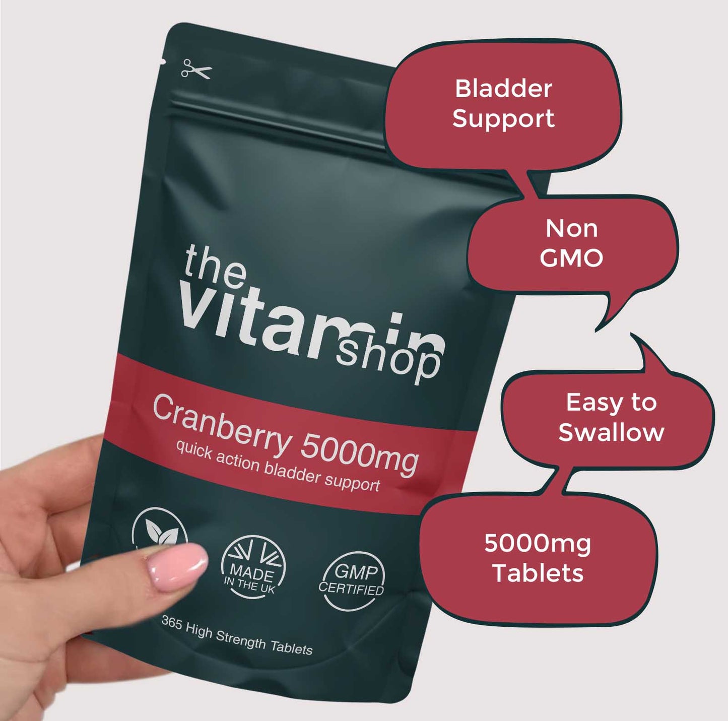 Cranberry 5000mg High Strength Tablets For Bladder Health (365 Tablets)