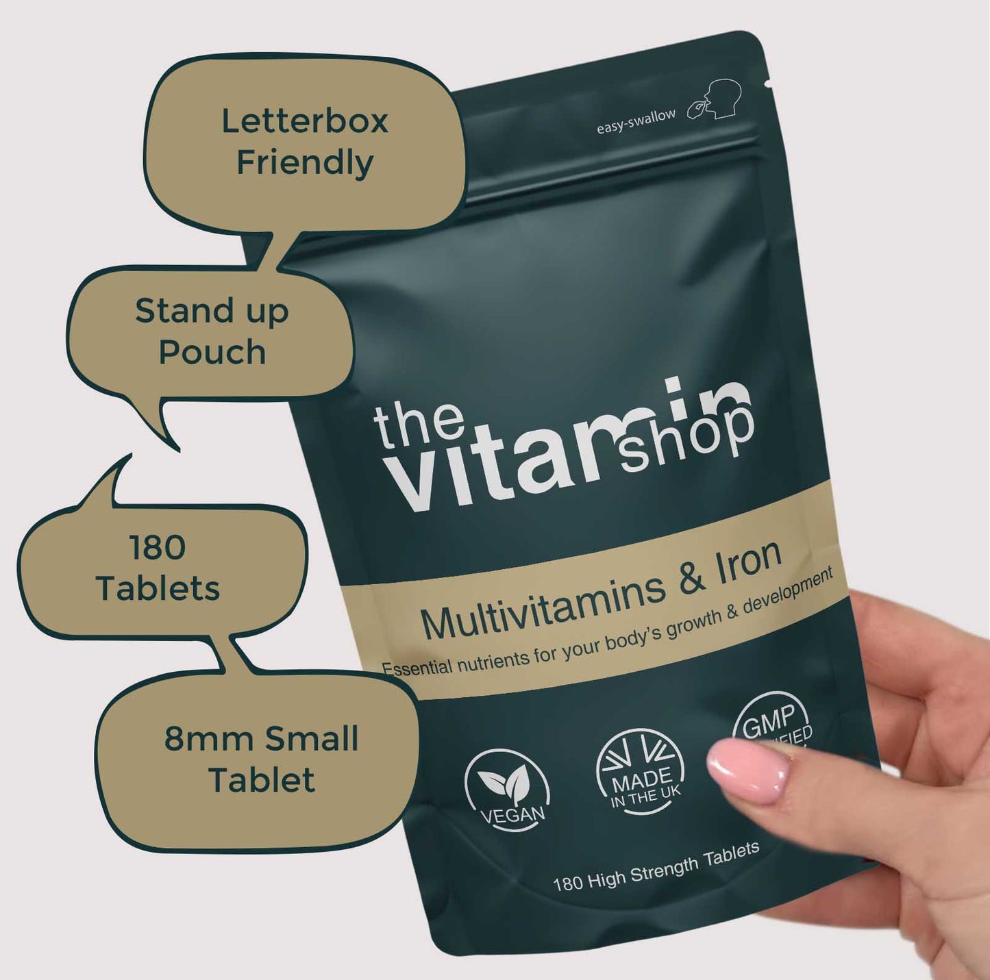 Multivitamin and Iron For General Health & Wellbeing | Vitamins A, D, E, C, B1, B2, B6, B12, Niacin &Folic Acid (180 Tablets)