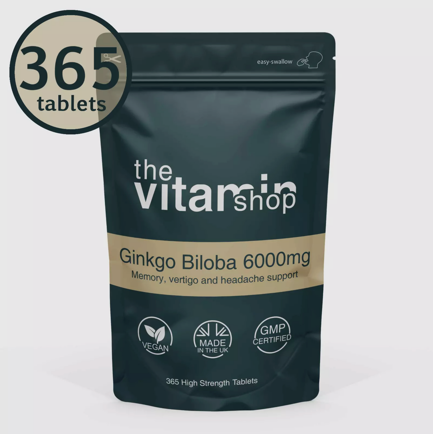 Ginkgo Biloba 6000mg Tablets for Memory Loss & Headaches (365 Tablets)