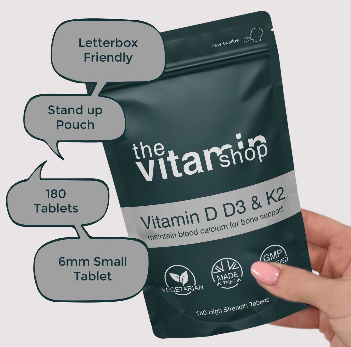 Vitamin D3 4000iu & Vitamin K2 MK7 200MCG For Healthy Bones (180 Tablets)
