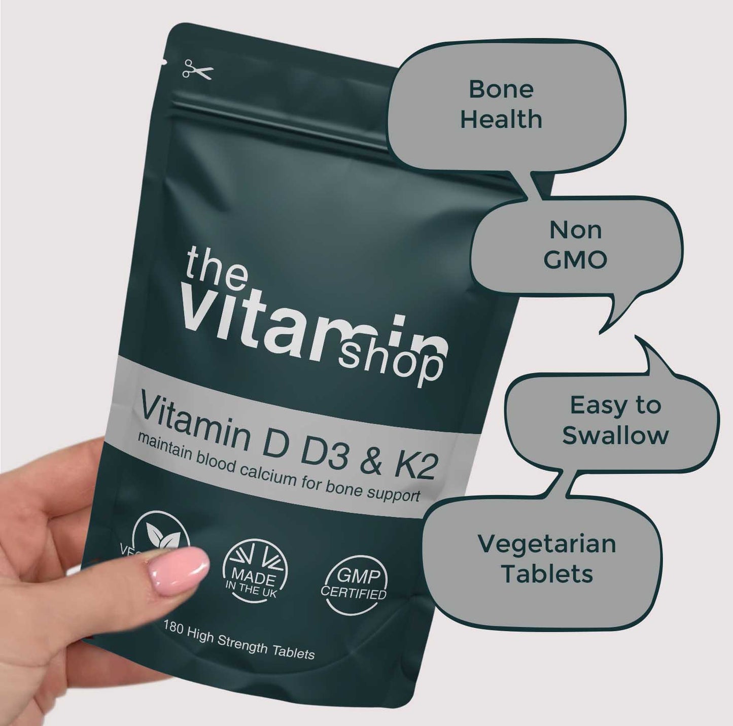 Vitamin D3 4000iu & Vitamin K2 MK7 200MCG For Healthy Bones (180 Tablets)
