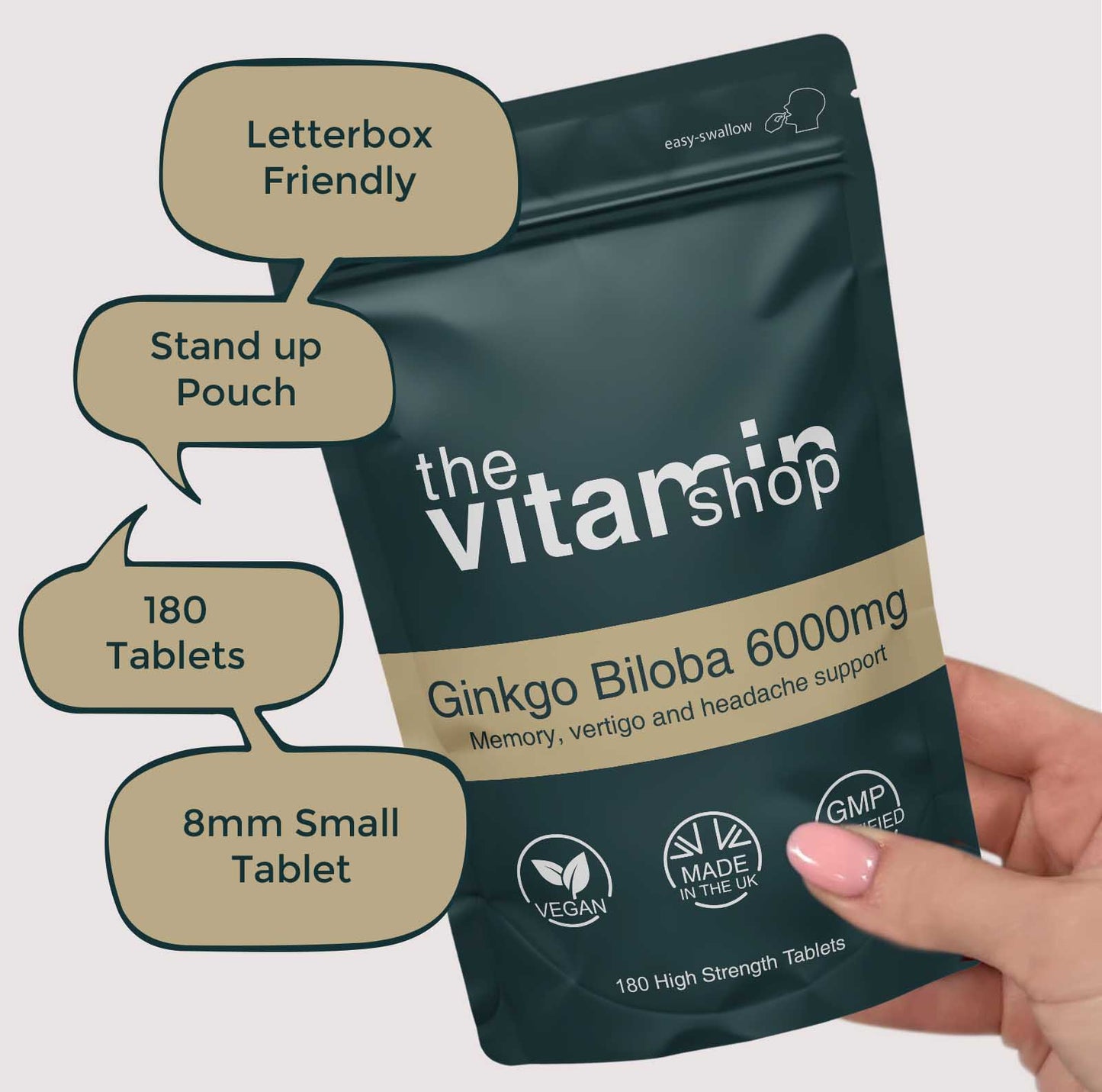 Ginkgo Biloba 6000mg Tablets for Memory Loss & Headaches (180 Tablets)