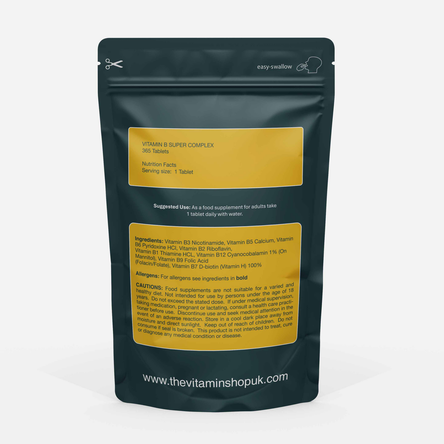 Vitamin B Super Complex Vegan Max Strength For Metabolism B1 B2 B3 B5 B6 B7 B9 B12 (365 Tablets)