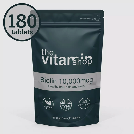 Biotin 10,000mcg Tablets For Healthy Hair, Skin & Nail Growth (180 Tablets)
