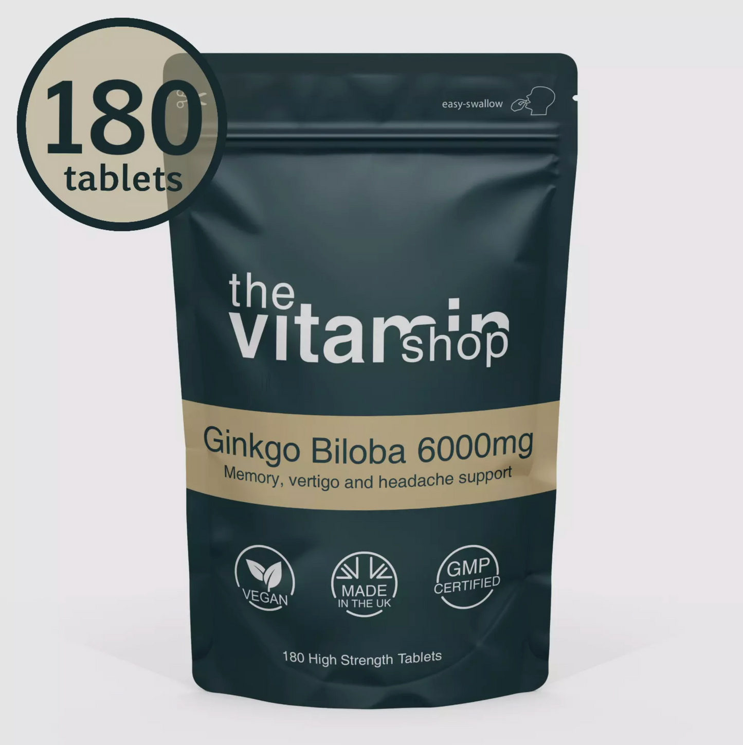 Ginkgo Biloba 6000mg Tablets for Memory Loss & Headaches (180 Tablets)