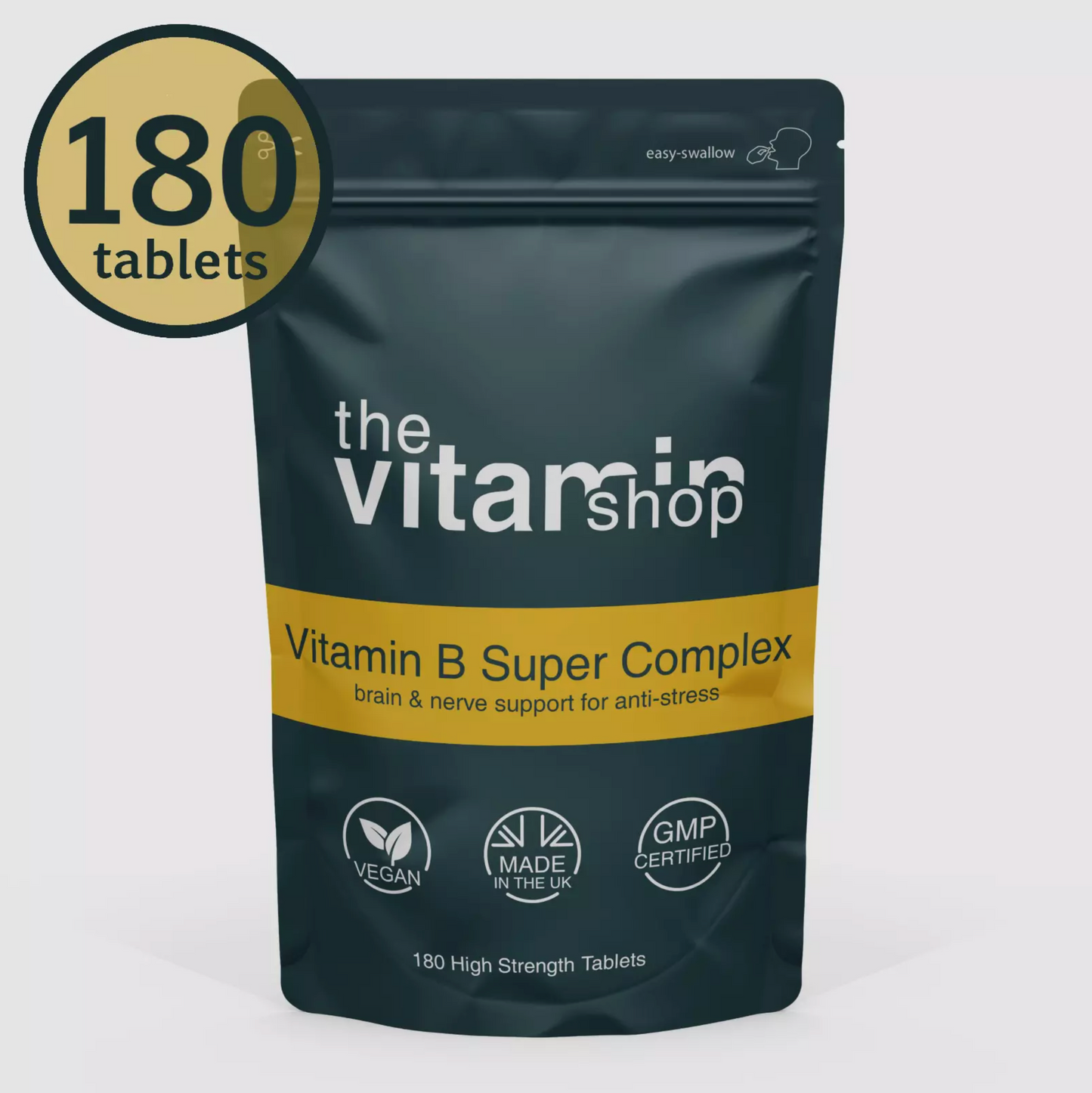 Vitamin B Super Complex Vegan Max Strength For Metabolism B1 B2 B3 B5 B6 B7 B9 B12 (180 Tablets)