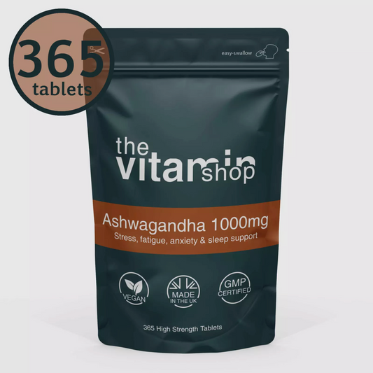Ashwagandha Root 1000mg Vegan Tablets For Stress, Fatigue, Anxiety & Sleep (365 Tablets)