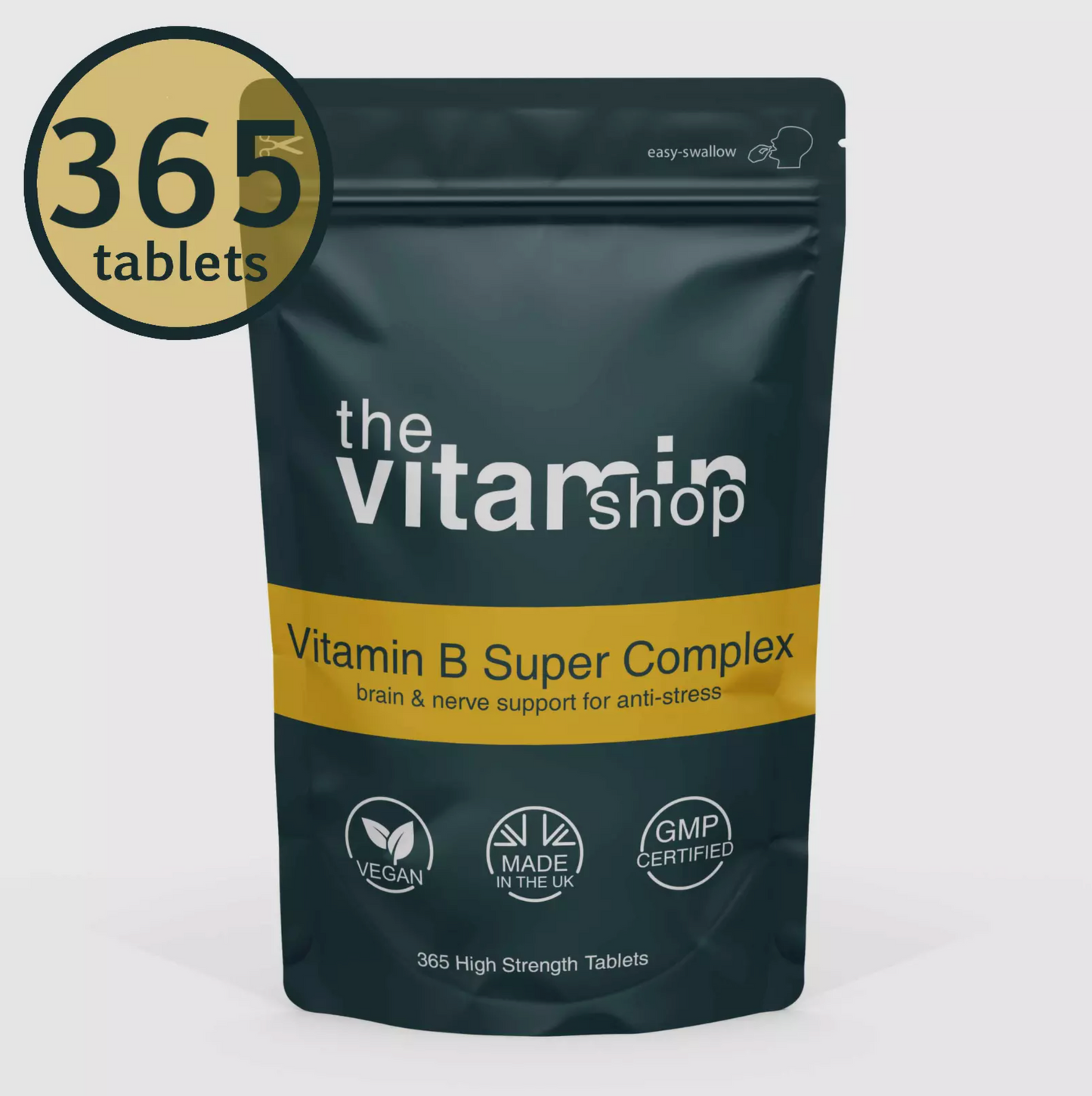 Vitamin B Super Complex Vegan Max Strength For Metabolism B1 B2 B3 B5 B6 B7 B9 B12 (365 Tablets)