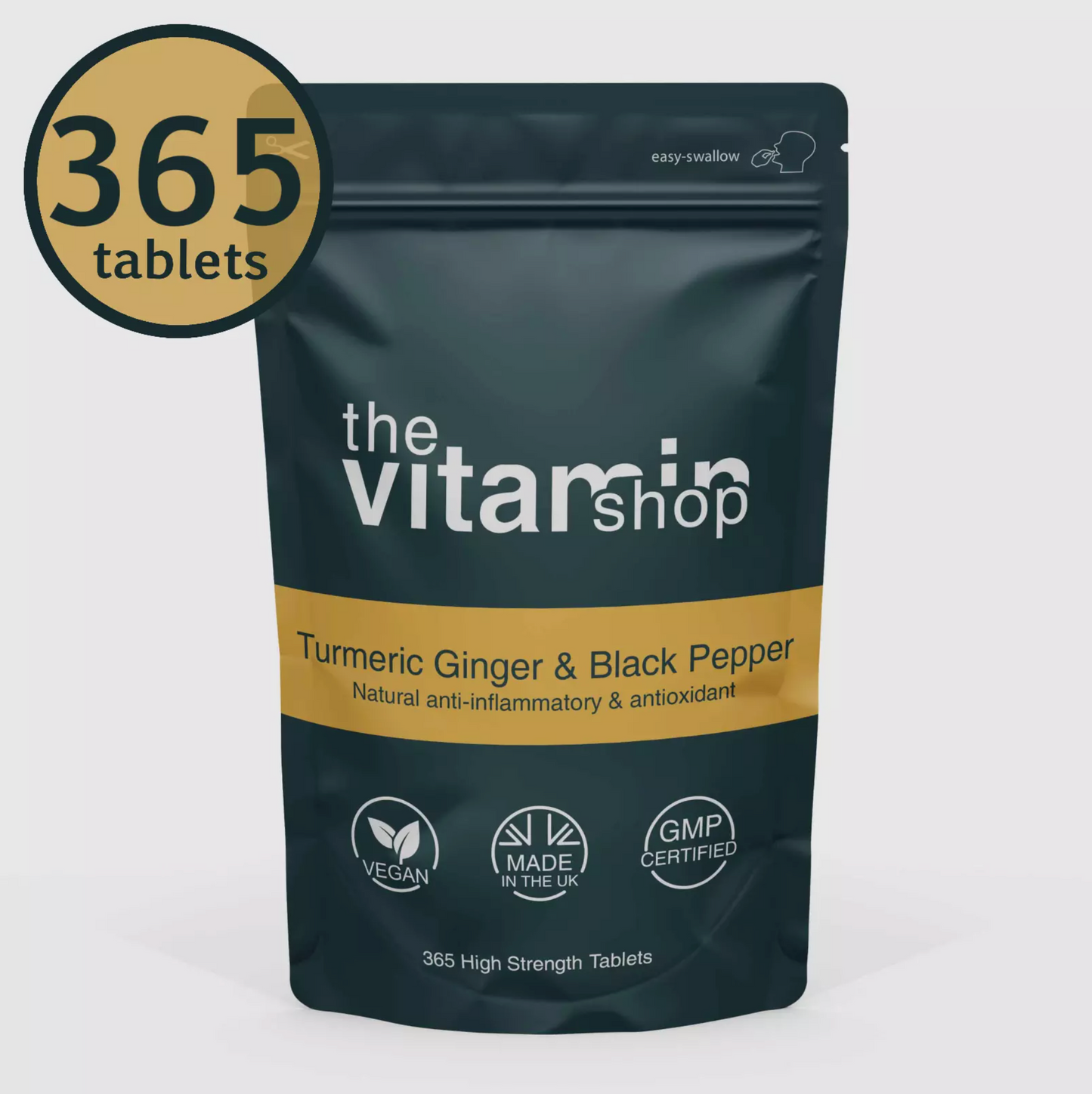 Turmeric 2500mg, Ginger & Black Pepper - A Natural Anti-Inflammatory | Vegan | High Strength (365 Tablets)