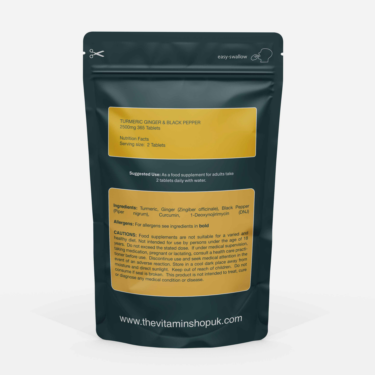 Turmeric 2500mg, Ginger & Black Pepper - A Natural Anti-Inflammatory | Vegan | High Strength (365 Tablets)