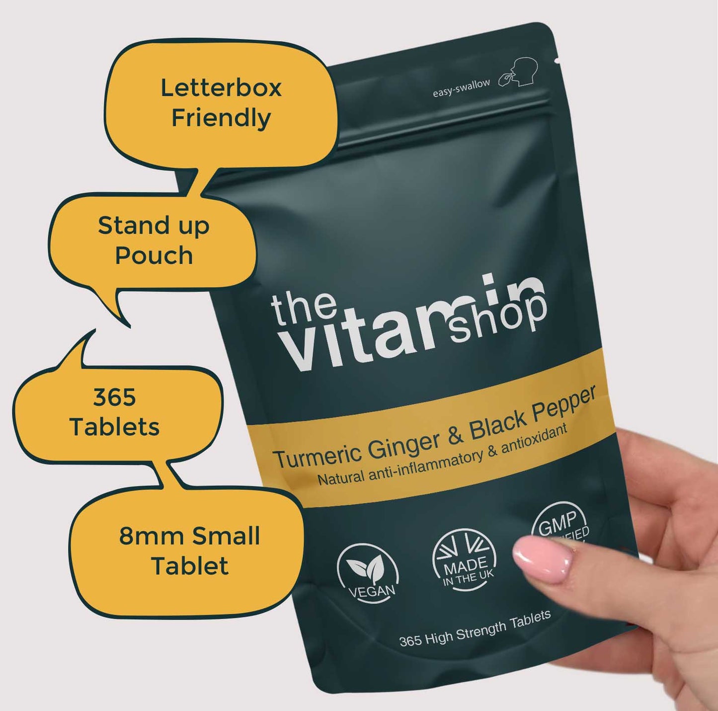 Turmeric 2500mg, Ginger & Black Pepper - A Natural Anti-Inflammatory | Vegan | High Strength (365 Tablets)