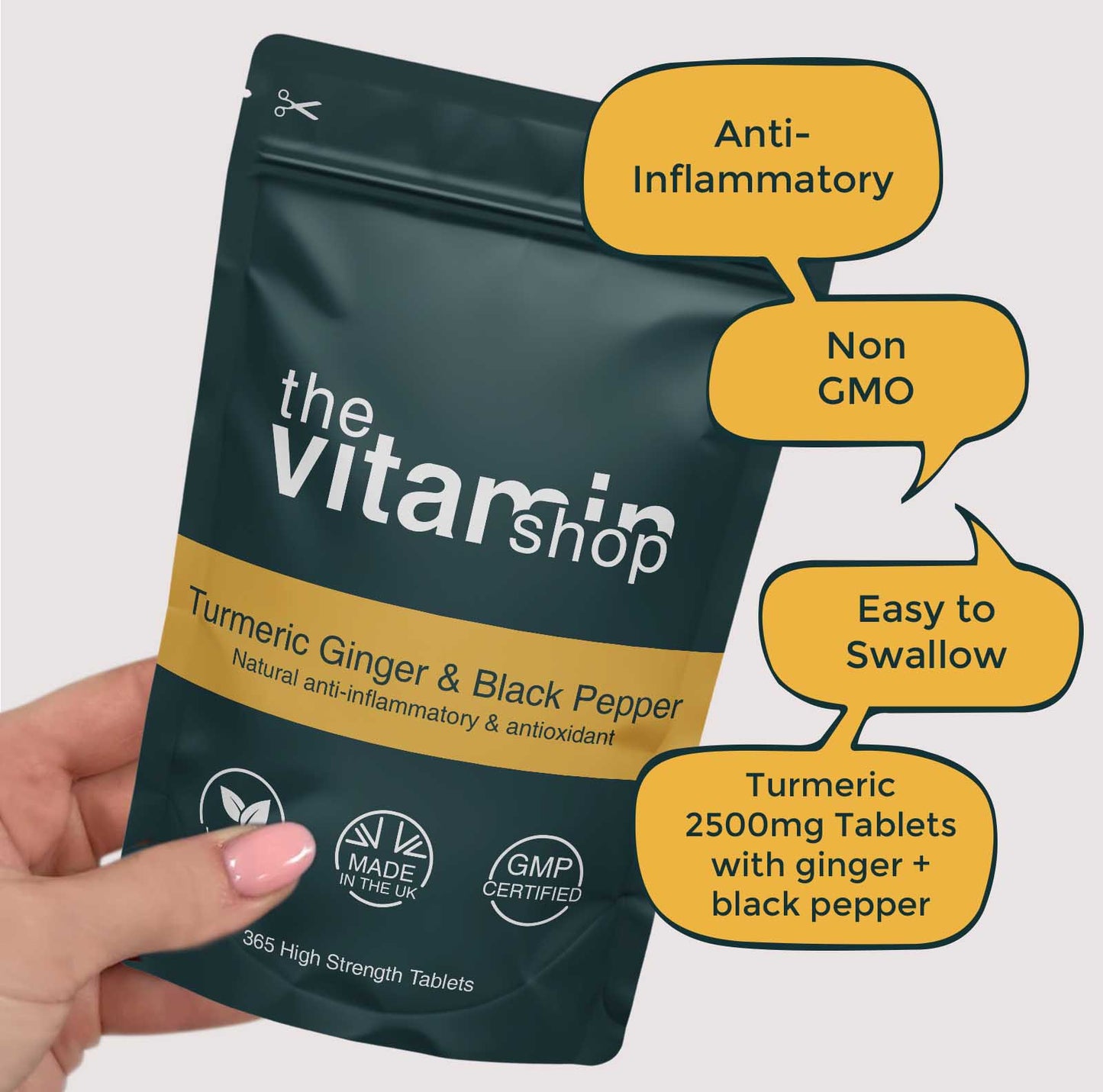 Turmeric 2500mg, Ginger & Black Pepper - A Natural Anti-Inflammatory | Vegan | High Strength (365 Tablets)